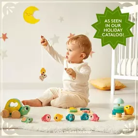 Unbox a curated collection of durable wooden toys for infants ages 18 months and up.

Each toy was developed in collaboration with a psychomotor specialist, designed to refine fine motor skills as babies learn through play!