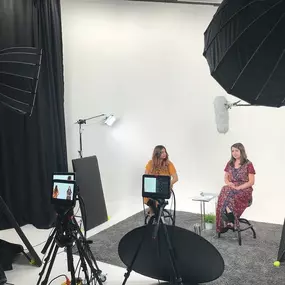 Filming a Marketing Minute with Bake More Pies' Social Media and Account Specialists