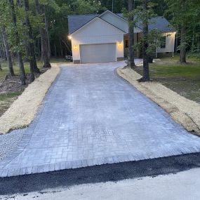 Paver overlay over existing gravel driveway