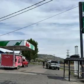 Sinclair gas station fueling island