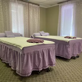 What better way to give that gift than share that gift in our inviting Couples Massage Rooms.  
It's what you've come to expect from a Massage but in a larger room, with 2 of our Signature Tables 
with 2 Therapists, one working on each of you.  Our Therapists will work on each individual person 
to accommodate their specific needs and will orchestrate your Couples experience to ensure 
you are both relaxed and rejuvenated.