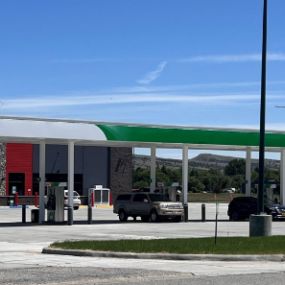 Sinclair gas station fueling island