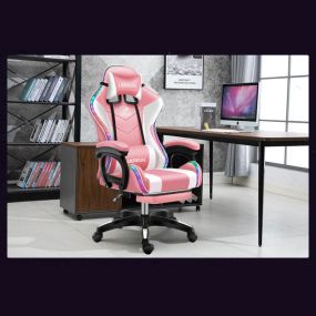 GAMING CHAIR WITH LIGHT AND MASSAGE LUMBAR SUPPORT (NEW)