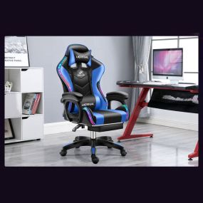 GAMING CHAIR WITH LIGHT AND MASSAGE LUMBAR SUPPORT (NEW)