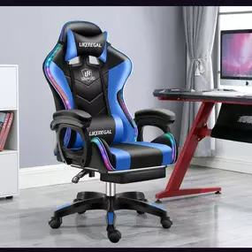 GAMING CHAIR WITH LIGHT AND MASSAGE LUMBAR SUPPORT (NEW)