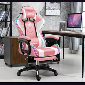 GAMING CHAIR WITH LIGHT AND MASSAGE LUMBAR SUPPORT (NEW)