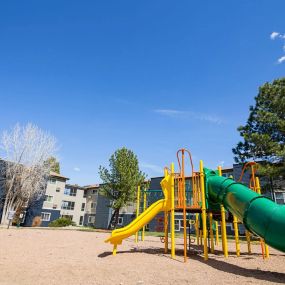 Outdoor playground with slide.