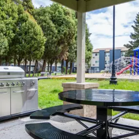 Pavilion covered BBQ and picnic area.