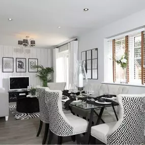 The Salcombe show home dining area interior at Ludlow Green