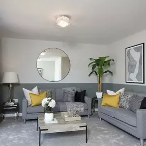 The Vitali show home living room interior at Blythe Valley