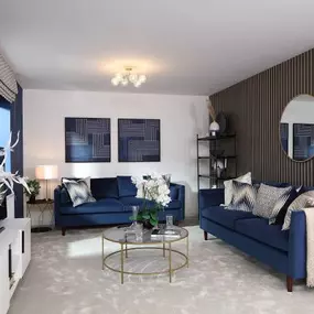 The Marlborough show home living room interior at Montague Point