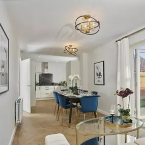 Photography of the kitchen / dining / family room interior of the Regents Brook Winkfield Show Home