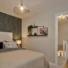 Photography of the bedroom interior of the Wycke Place Buckingham Show Home