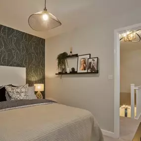 Photography of the bedroom interior of the Wycke Place Buckingham Show Home