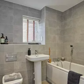 Photography of the bathroom interior of the Wycke Place Buckingham Show Home