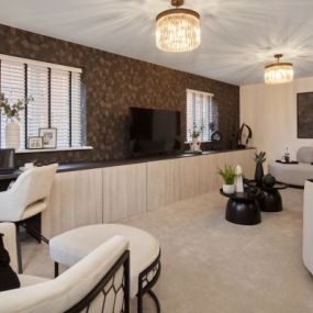 Photography of the living room interior of the Cringleford Heights Marlborough Show Home