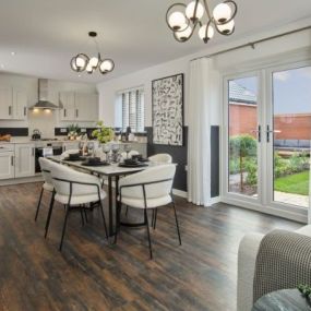 Photography of the kitchen / dining / family area interior of the Cringleford Heights Marlborough Show Home