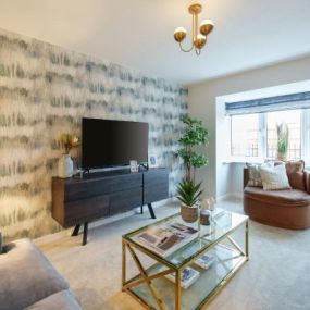 Living room in show home at Perrybrook