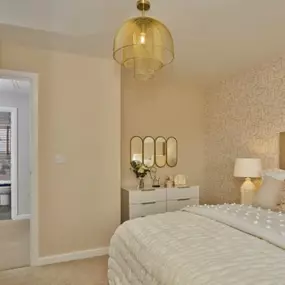 Typical bedroom interior of The Winkfield at another Crest development