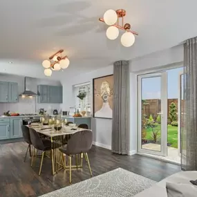 Typical kitchen / dining / family interior of the Bilham Lawn previous show home, The Marlborough