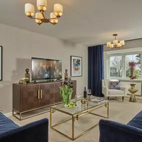 Photography of the living room interior of the The Winkfield house type from another Crest development