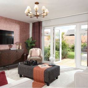 The Calder show home living room interior at Green Acres at Alrewas