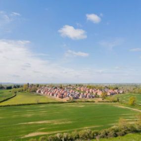 Drone shot of Claybourne surrounded by stunning countryside