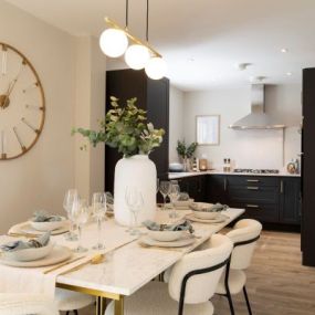 The Winslow show home kitchen and dining area interior at Copley Park