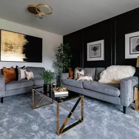 The Whixley show home living room interior at Westwood Park