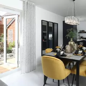 Whixley show home kitchen and dining area interior at Westwood Park