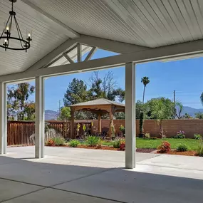 Solid Alumawood gazebo with gabled roof line in Hemet, CA.