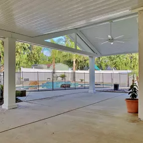 Gabled roof Alumawood custom shade structure in Murrieta, CA.