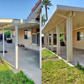 Replacing a wood cover with a solid Alumawood Laguna patio cover with lighting.