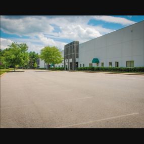 Parking lot outside of a commercial building