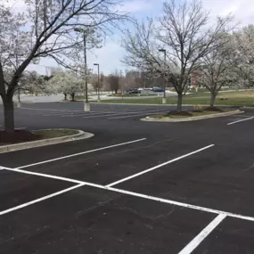 Freshly paved parking lot.