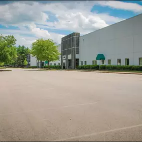 Parking lot outside of a commercial building