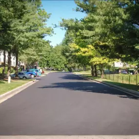 Re-paved street featuring a new layer of asphalt.