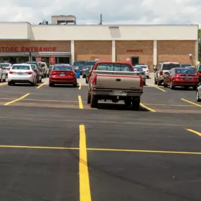 Parking lot outside of a Pep Boys auto shop