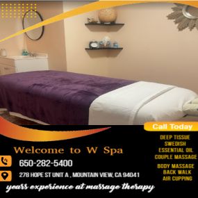 Our traditional full body massage in Mountain View, CA
includes a combination of different massage therapies like 
Swedish Massage, Deep Tissue,  Sports Massage,  Hot Oil Massage
at reasonable prices.