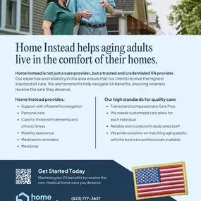 Home Instead of Goodyear, Buckeye, AZ helping Veterans with companionship care, personalized care, specialized care, Alzheimer's, Dementia care & Hospice support