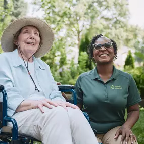 Home Instead client and their caregiver enjoying nature