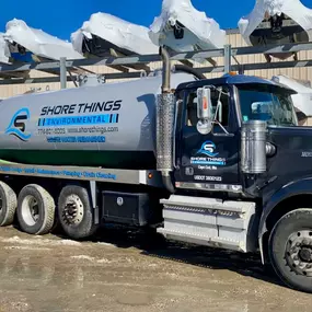 Shore Things Environmental septic truck at a boat yard