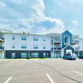 Apartments with a parking lot in front