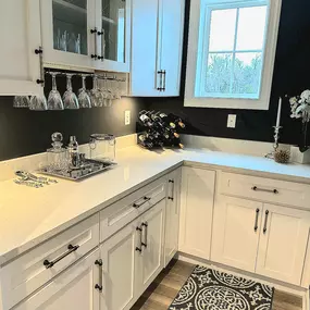An empty office in a new construction condo was turned into a beautiful well appointed butler's pantry for a repeat customer of ours