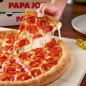 Your choice of crust covered with our signature pizza sauce, real cheese made from mozzarella, and pepperoni. With a pepperoni in almost every bite, it's one of our most popular pizzas.