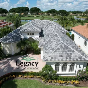 We installed flat tiles from Eagle for this roof replacement. This tile color is called  Grays Peak Range.