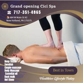 Well trained masseuses use feet in several way to knead the tissues on the patients back. 
The masseuse varies pressure of her/his feet by using props such as bars that help to control the process.