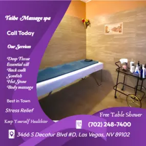 Table Shower Available great before or after a great massage.