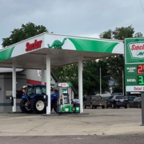 Sinclair gas station fueling island