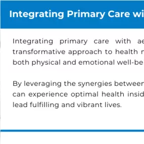 Imagine a journey where your health isn't just about managing symptoms but enhancing your vitality from the inside out. This is the promise of combining primary care, the cornerstone of preventive medicine, with the transformative potential of aesthetic interventions.

Merging primary care physicians' expertise with aesthetic medicine advancements allows individuals to experience a transformative journey towards optimal health inside out.